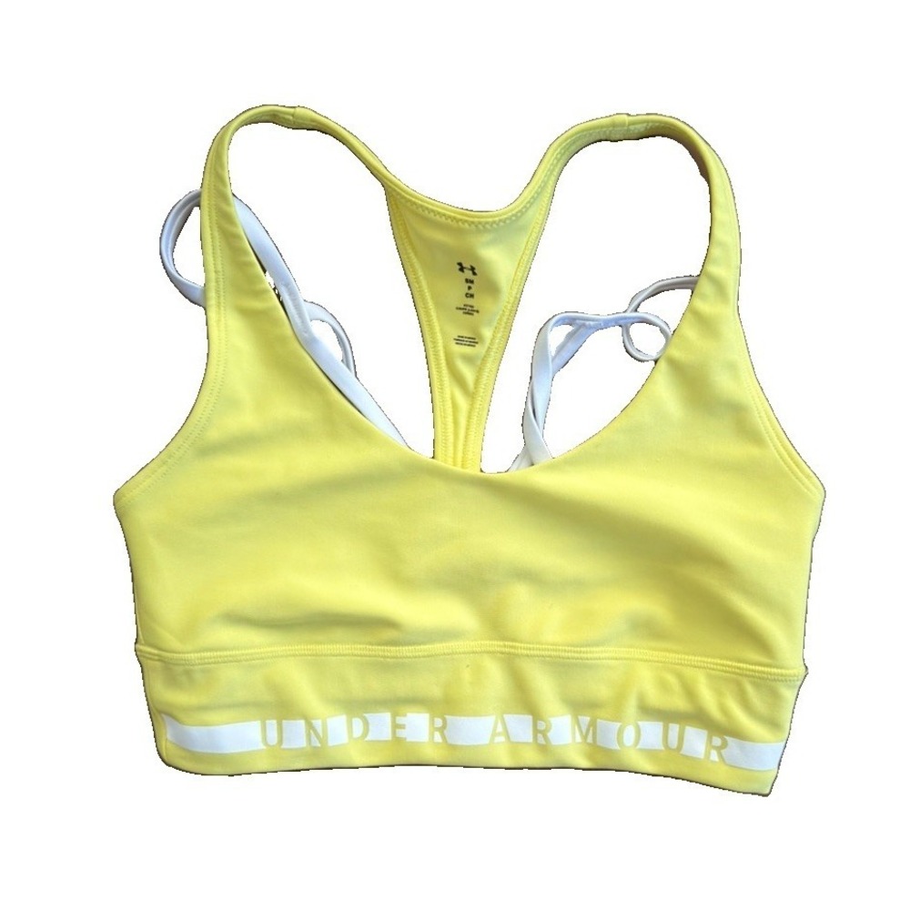 Under Armour Women's Small Yellow Strappy Racerback Sports Bra Fitted